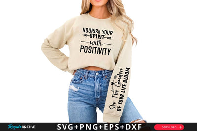 Nourish your spirit with positivity Sleeve SVG Design, Inspirational sleeve SVG, Motivational Sleeve SVG Design, Positive Sleeve SVG SVG Regulrcrative 