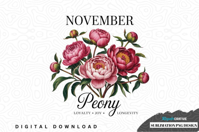 November peony bouquet sublimation png design Sublimation Regulrcrative 