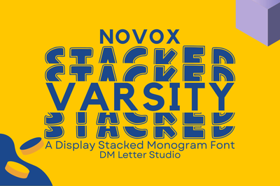 Novox Varsity Stacked Monogram Font Dm Letter Studio 