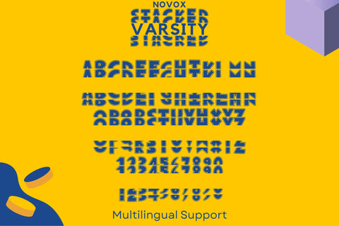Novox Varsity Stacked Monogram Font Dm Letter Studio 