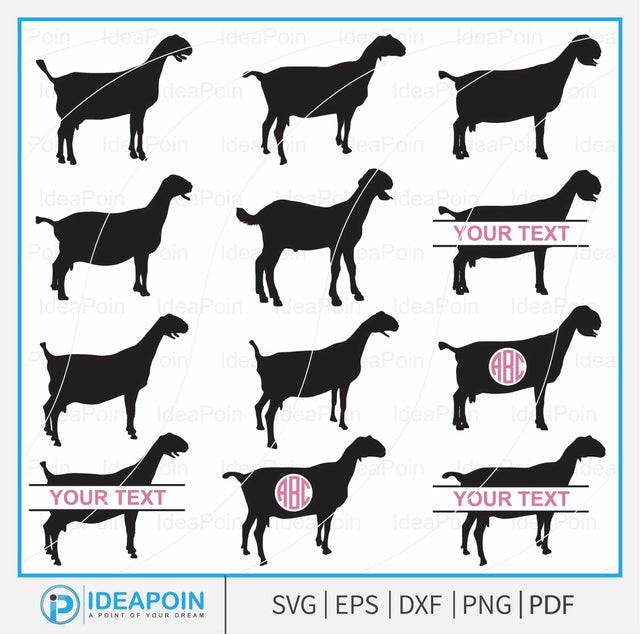 Nubian Show Goat svg, Show Goat SVG, Nubian Monogram SVG, Goat SVG, Goat Farm, Agriculture Fair animals, Nubian Goat Silhouette, Stock Show SVG Dinvect 