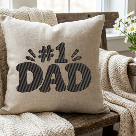 Number 1 Dad Embroidery Design – #1 Dad Father's Day Gift Machine Embroidery File Embroidery/Applique DESIGNS PatternFeed8 