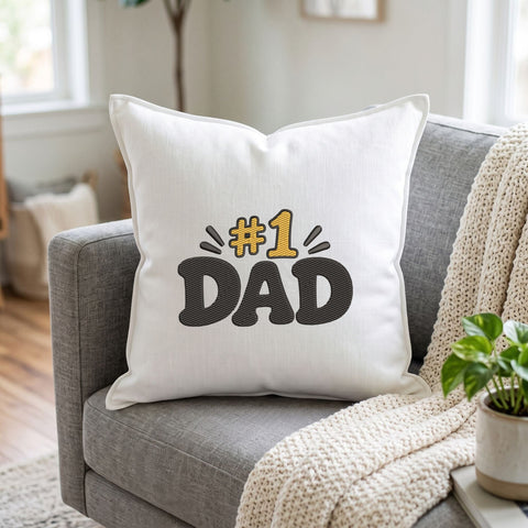 Number 1 Dad Embroidery Design – Best Dad #1 Father's Day Retro Typography Machine Embroidery File Embroidery/Applique DESIGNS PatternFeed8 
