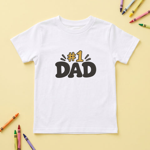 Number 1 Dad Embroidery Design – Best Dad #1 Father's Day Retro Typography Machine Embroidery File Embroidery/Applique DESIGNS PatternFeed8 