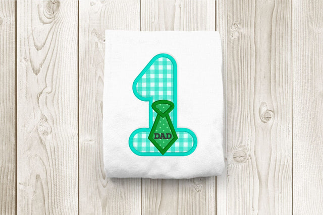 Number 1 Dad with Tie Applique Embroidery Embroidery/Applique DESIGNS Designed by Geeks 