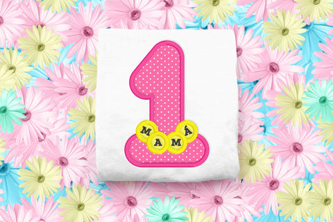 Number 1 Mama with Necklace Applique Embroidery Embroidery/Applique DESIGNS Designed by Geeks 