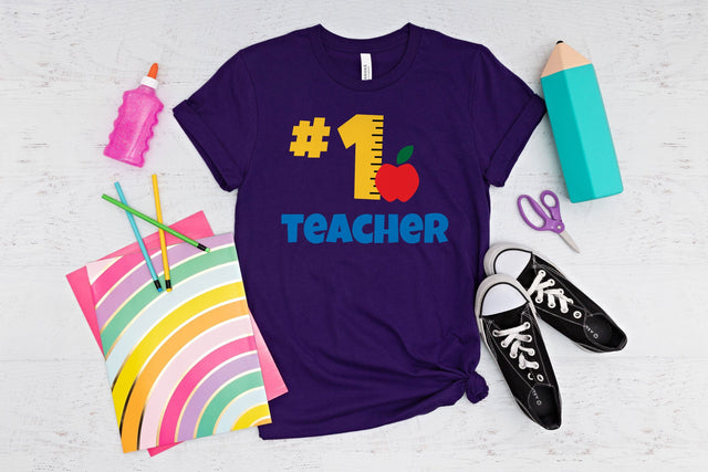 Number 1 Teacher with Ruler SVG SVG Designed by Geeks 