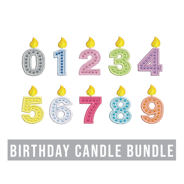 Number Birthday Candle Embroidery Design Set Embroidery/Applique DESIGNS Creatively Embroidery 