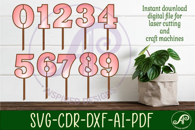 Number cake toppers SVG cut files birthday or wedding table SVG APInspireddesigns 