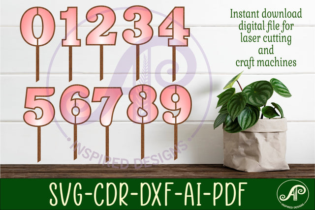 Number cake toppers SVG cut files birthday or wedding table SVG APInspireddesigns 