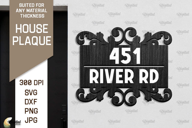 Number Plaque Laser Cut. House Sign SVG SVG Evgenyia Guschina 