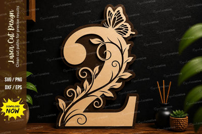 Number Two Butterfly Laser Cut Decorative File SVG Regulrcrative 