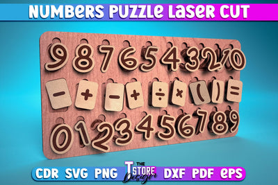 Numbers Puzzle Laser Cut | Wooden Puzzle Design | School Design | CNC Files SVG The T Store Design 