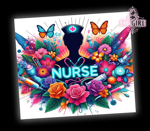 Nurse 20oz Tumbler Wrap Sublimation Design, Straight Tapered Tumbler Wrap, Nurse Life Tumbler Png, Instant Digital Download Sublimation SvggirlplusArt 