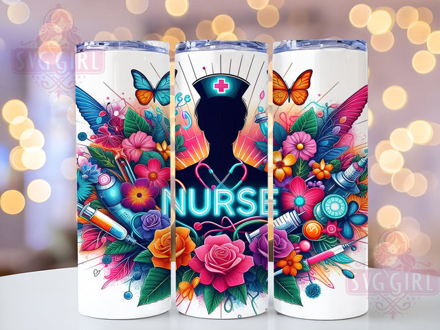 Nurse 20oz Tumbler Wrap Sublimation Design, Straight Tapered Tumbler Wrap, Nurse Life Tumbler Png, Instant Digital Download Sublimation SvggirlplusArt 