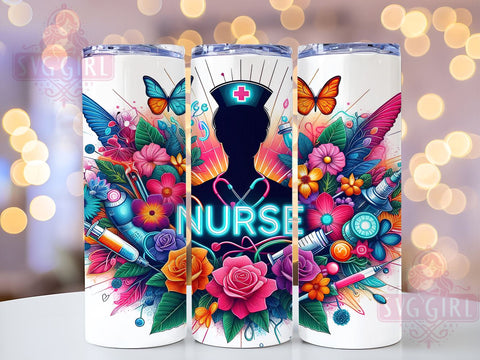 Nurse 20oz Tumbler Wrap Sublimation Design, Straight Tapered Tumbler Wrap, Nurse Life Tumbler Png, Instant Digital Download Sublimation SvggirlplusArt 