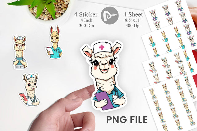 Nurse Alpaca Sticker Vol 2 Sublimation artnoy 