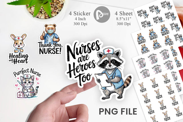 Nurse Animal Sticker Sublimation artnoy 