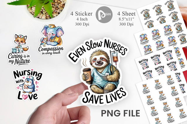 Nurse Animal Sticker Sublimation artnoy 