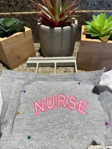 Nurse Applique curved Embroidery Design 4 Sizes - File formats in pes,dst,jef,xxx,exp,vip,vp3, popular, file, Rn, nursing, medical, cute Embroidery/Applique DESIGNS AestheticdesignsE 