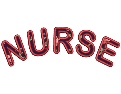Nurse Applique curved Embroidery Design 4 Sizes - File formats in pes,dst,jef,xxx,exp,vip,vp3, popular, file, Rn, nursing, medical, cute Embroidery/Applique DESIGNS AestheticdesignsE 