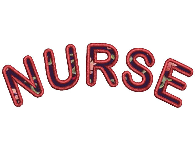 Nurse Applique curved Embroidery Design 4 Sizes - File formats in pes,dst,jef,xxx,exp,vip,vp3, popular, file, Rn, nursing, medical, cute Embroidery/Applique DESIGNS AestheticdesignsE 