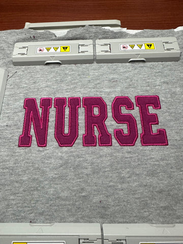 Nurse Applique Embroidery Design 4 Sizes - File formats in pes,dst,jef,xxx,exp,vip,vp3, popular, file, rn, nursing, medical, cute, trending Embroidery/Applique DESIGNS AestheticdesignsE 