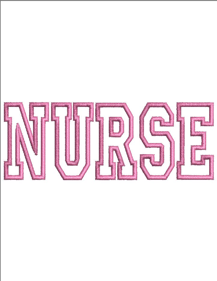 Nurse Applique Embroidery Design 4 Sizes - File formats in pes,dst,jef,xxx,exp,vip,vp3, popular, file, rn, nursing, medical, cute, trending Embroidery/Applique DESIGNS AestheticdesignsE 
