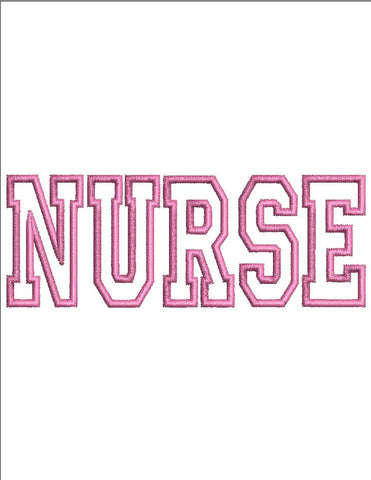 Nurse Applique Embroidery Design 4 Sizes - File formats in pes,dst,jef,xxx,exp,vip,vp3, popular, file, rn, nursing, medical, cute, trending Embroidery/Applique DESIGNS AestheticdesignsE 