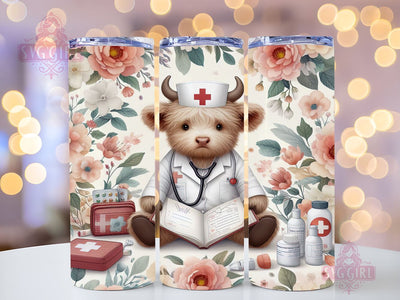 Nurse Appreciation Highland Cow 20oz Tumbler Wrap Sublimation Design, Straight Tapered Tumbler Wrap, Nursing Tumbler Png, Instant Digital Download Sublimation SvggirlplusArt 