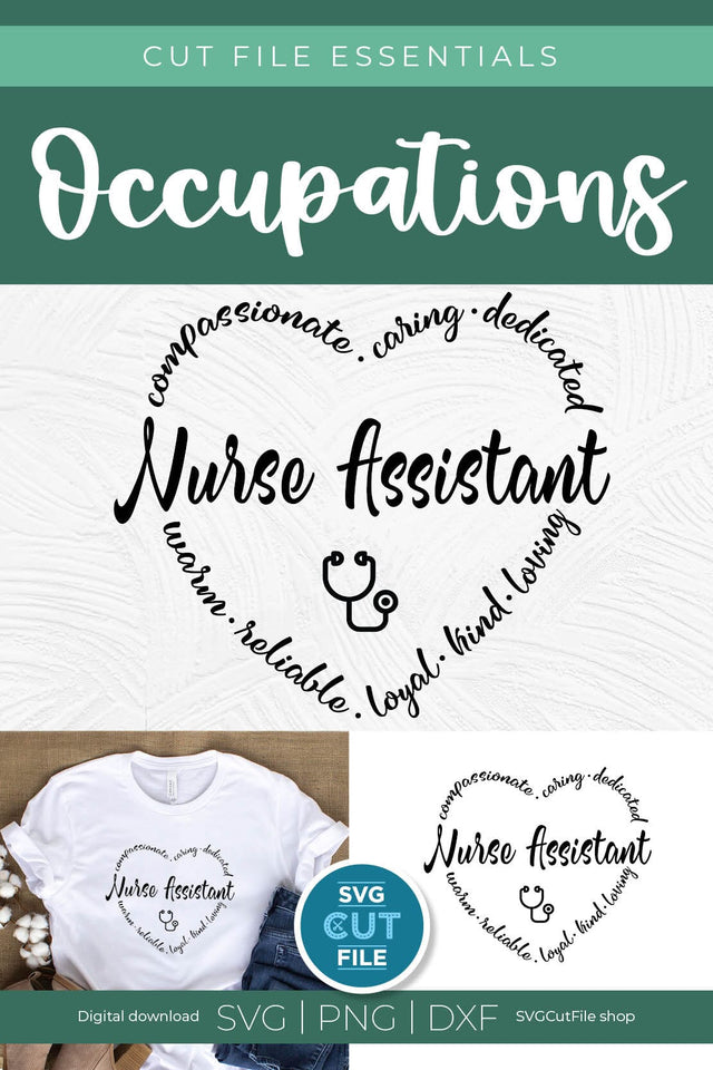 Nurse Assistant svg with heart SVG SVG Cut File 