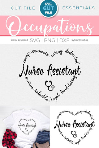Nurse Assistant svg with heart SVG SVG Cut File 