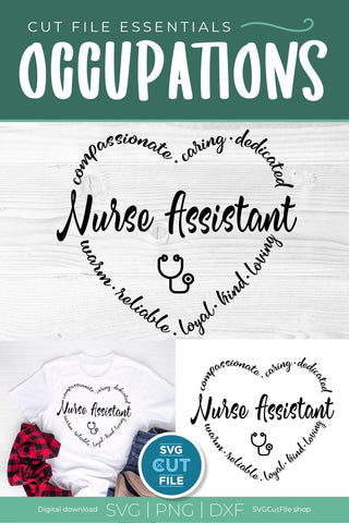Nurse Assistant svg with heart SVG SVG Cut File 