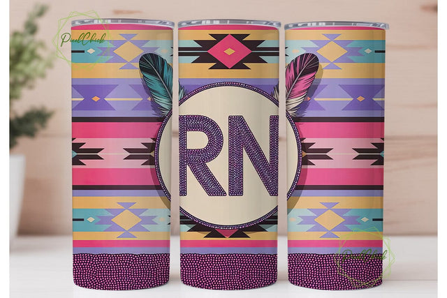 Nurse Beaded RN Tumbler Wrap Sublimation PixelChick 