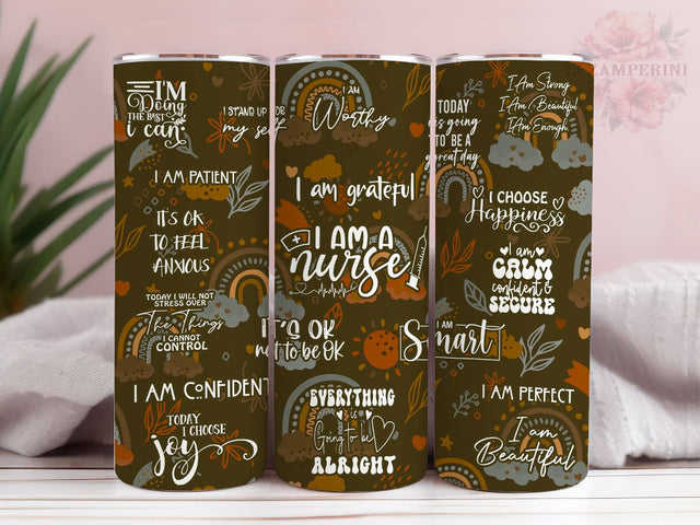 Nurse Boho Rainbow Inspirational 20oz Tumbler Wrap PNG, Daily Affirmations Tumber Png, Straight & Tapered Tumbler Wrap, Instant Digital Download Sublimation Li Zamperini 