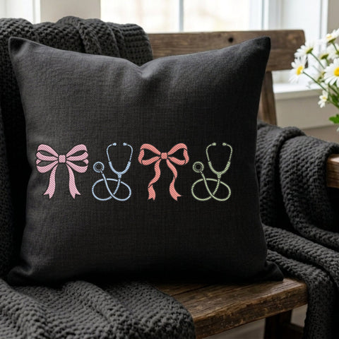 Nurse Bow Stethoscope Embroidery Design – Coquette Nurse Medical Healthcare Machine Embroidery File Embroidery/Applique DESIGNS PatternFeed8 