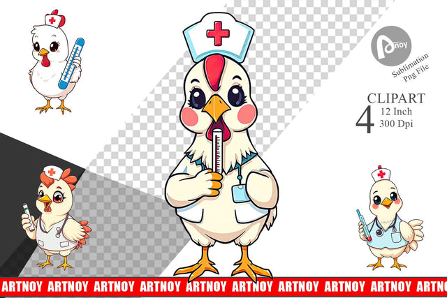 Nurse Chicken Clipart Sublimation artnoy 