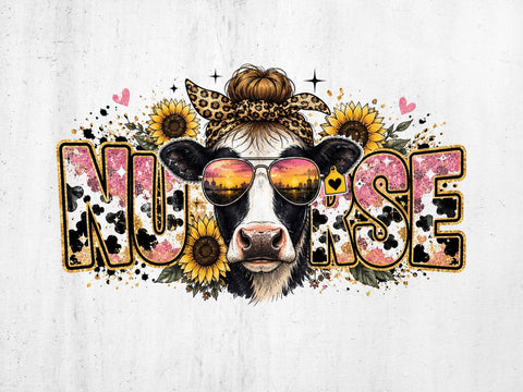 Nurse Cow Sunflower PNG Design SVG artprintfile 