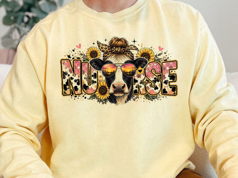 Nurse Cow Sunflower PNG Design SVG artprintfile 