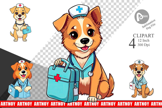 Nurse Dog Clipart Sublimation artnoy 
