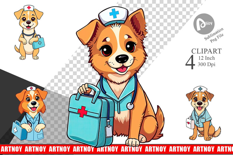 Nurse Dog Clipart Sublimation artnoy 
