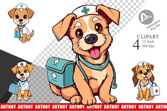 Nurse Dog Clipart Sublimation artnoy 
