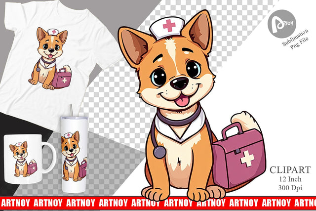 Nurse Dog Clipart Sublimation artnoy 