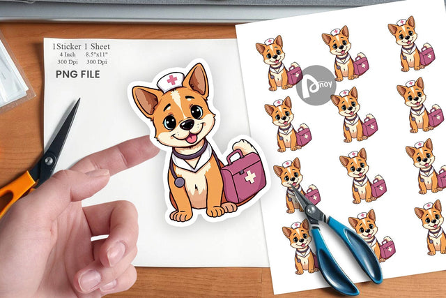 Nurse Dog Sticker Sublimation artnoy 