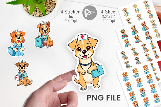 Nurse Dog Sticker Vol 2 Sublimation artnoy 