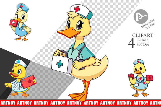 Nurse Duck Clipart Sublimation artnoy 