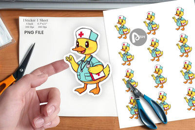Nurse Duck Sticker Sublimation artnoy 