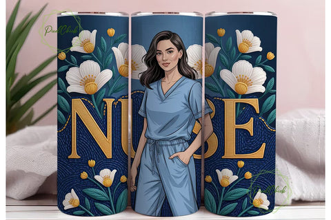 Nurse Floral Beaded 20oz Tumbler Wrap Sublimation PixelChick 