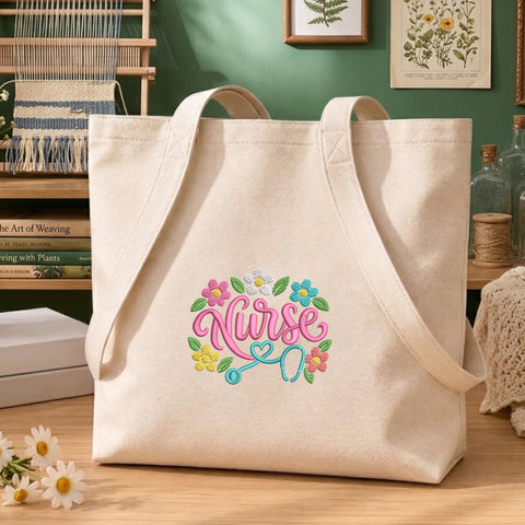 Nurse Floral Embroidery Design – Stethoscope Heart Flowers Nursing Machine Embroidery File Embroidery/Applique DESIGNS PatternFeed8 