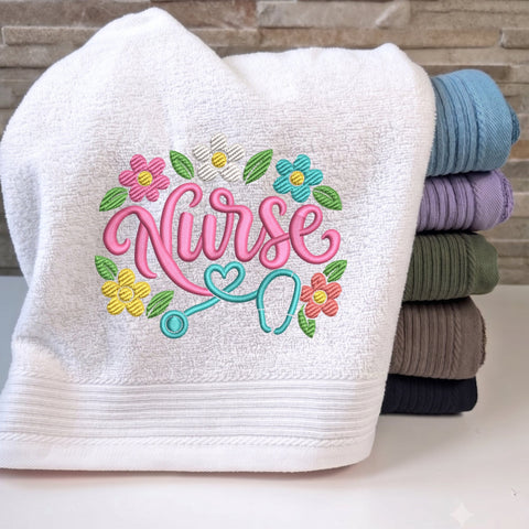 Nurse Floral Embroidery Design – Stethoscope Heart Flowers Nursing Machine Embroidery File Embroidery/Applique DESIGNS PatternFeed8 
